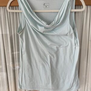 Title Nine Light Blue Sleeveless Drape Neck Top